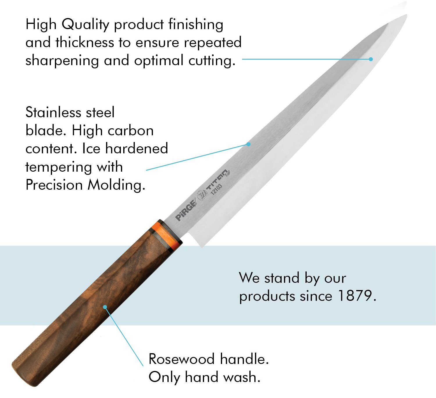 PiRGE Asiamesser Yanagiba Messer Japanisches Sashimi Sushi Messer, Yanagiba