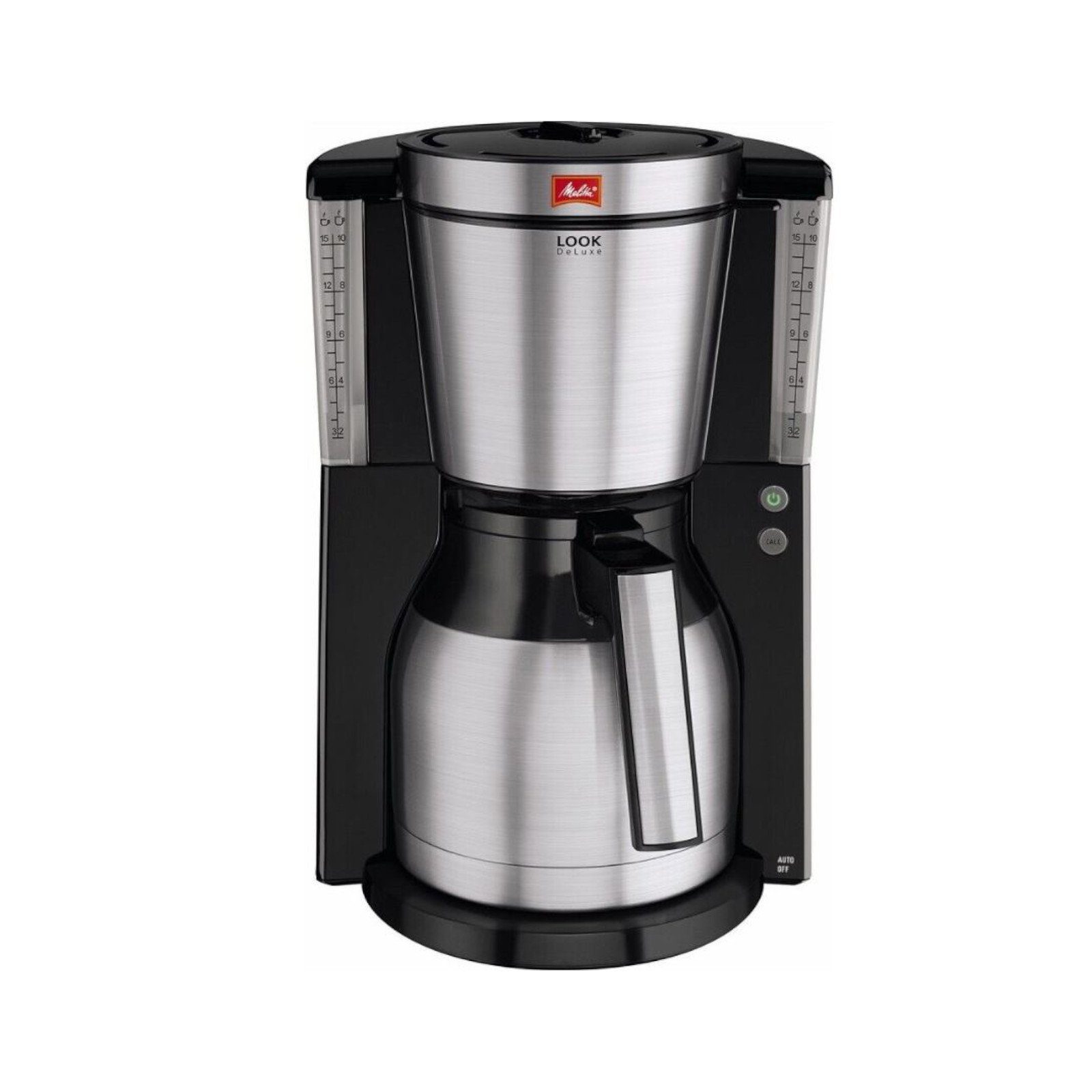 Melitta Filterkaffeemaschine Look Therm Deluxe 1011-14 Schwarz-Edelstahl, 1x4, mit Thermokanne
