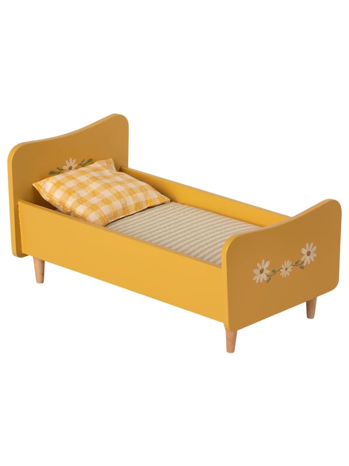 Maileg Bett aus Holz Gelb mit Blumen 26 cm günstig kaufen onesize