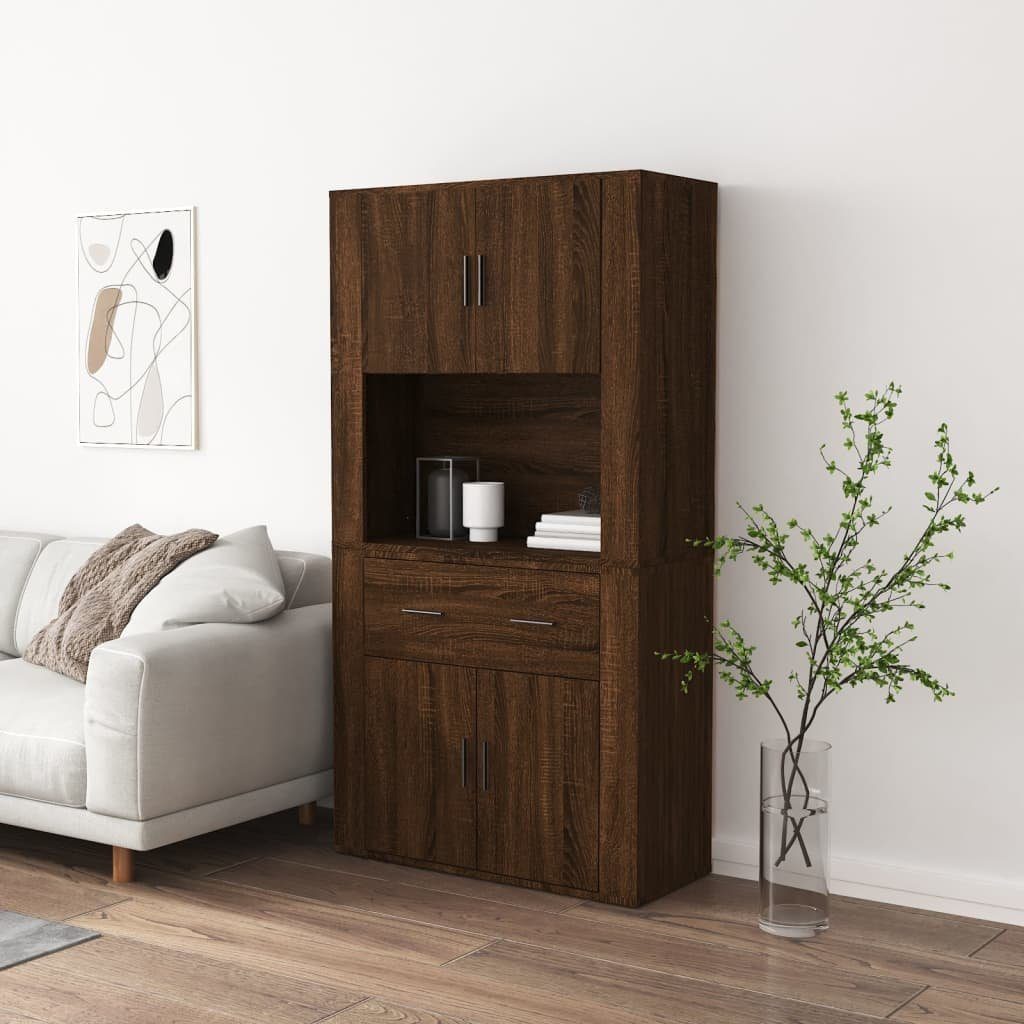vidaXL Sideboard Highboard Braun Eichen-Optik Holzwerkstoff (2 St)