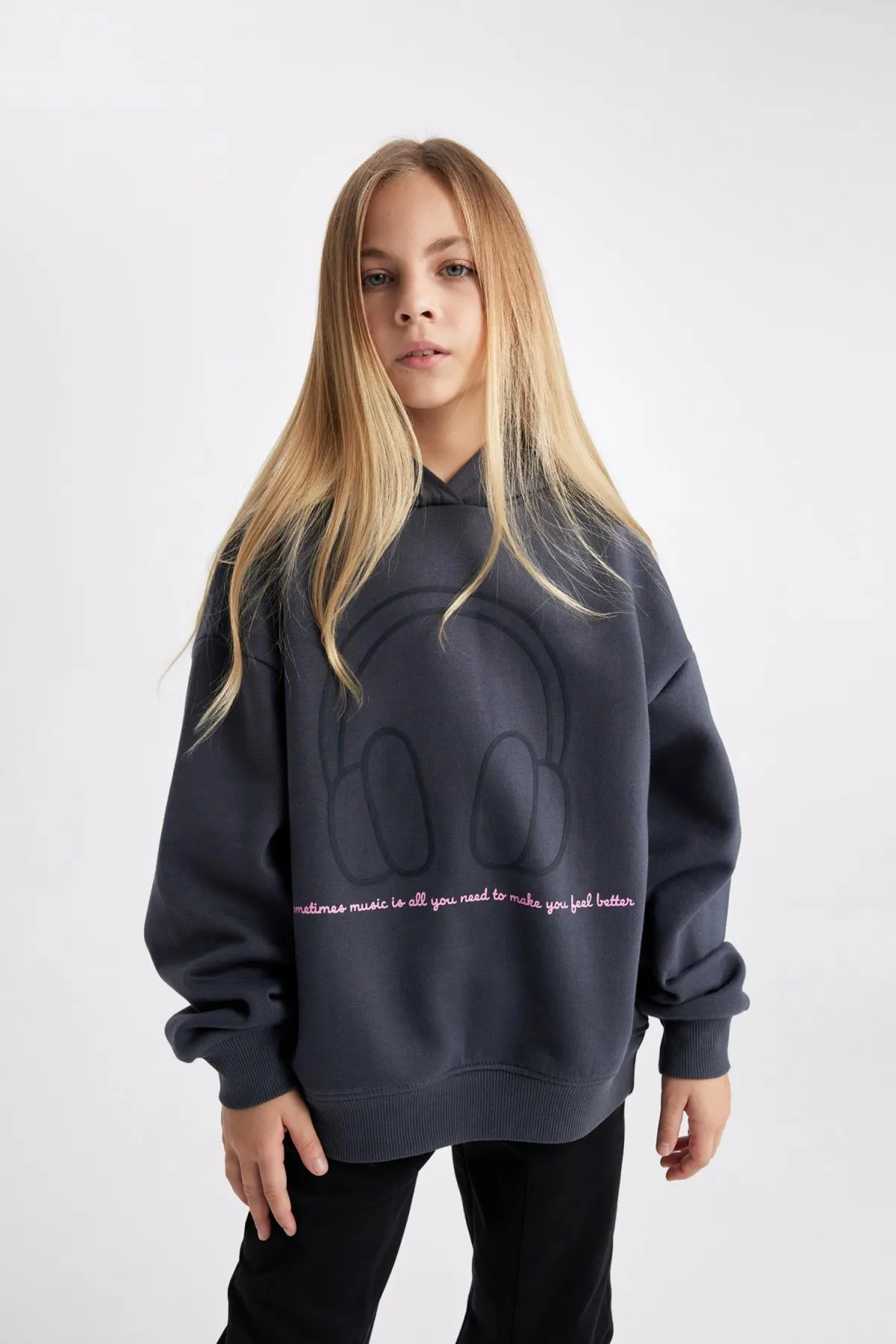 DeFacto  Dickes Kapuzen-Sweatshirt für Mädchen in Oversize-Passform mit weicher, flauschiger Innenseite