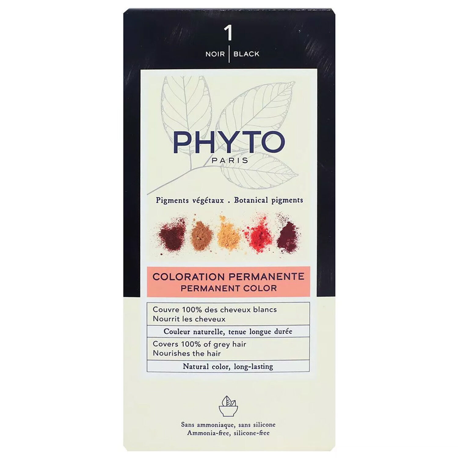 Phyto Phytocolor Coloration Permanente 1 Noir - Cheveux Colorés Ou Blancs