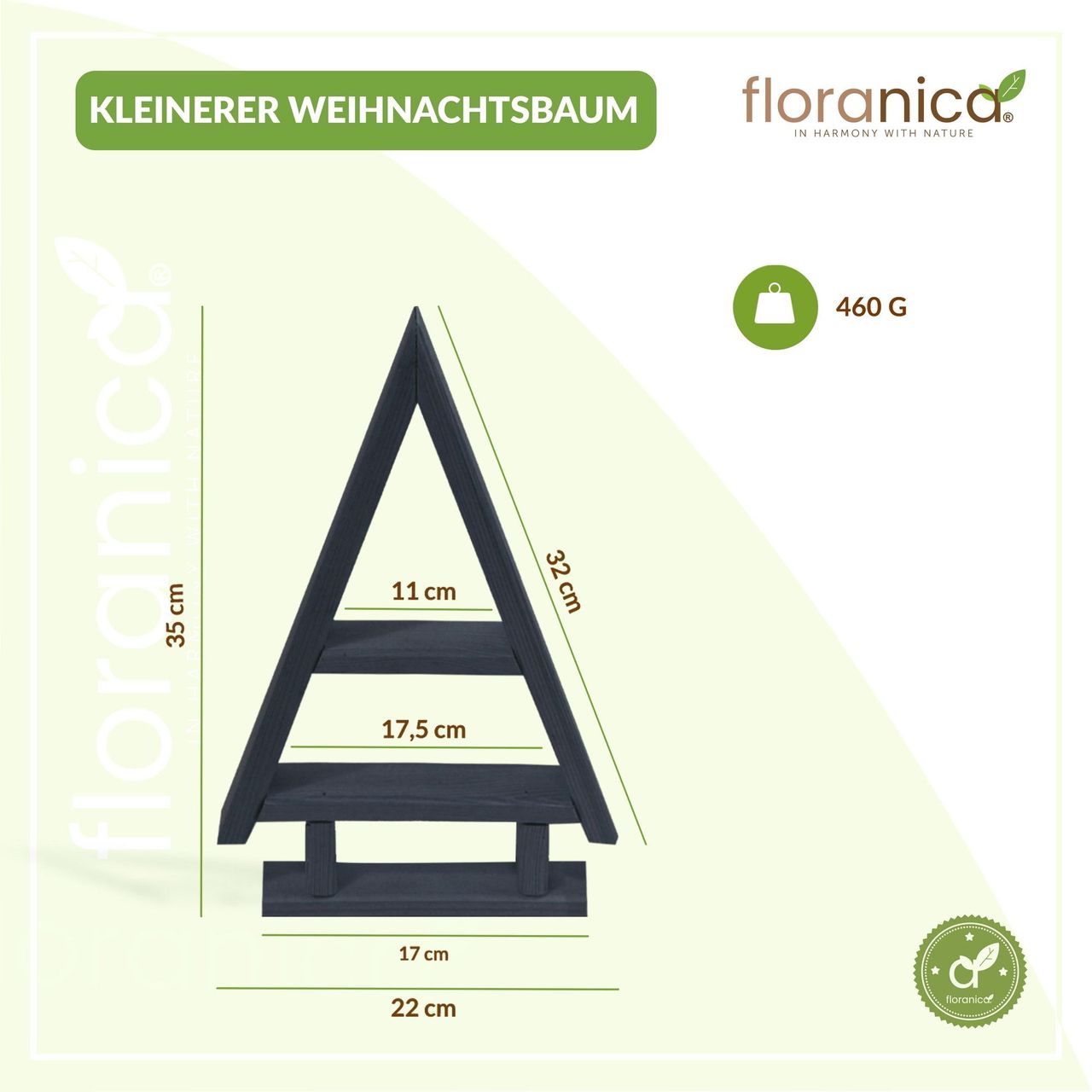 Pemicont Floranica Handgemacht  Holz Baum Weihnachtsbaum Tannenbaum - 2er-Set - Antrazit