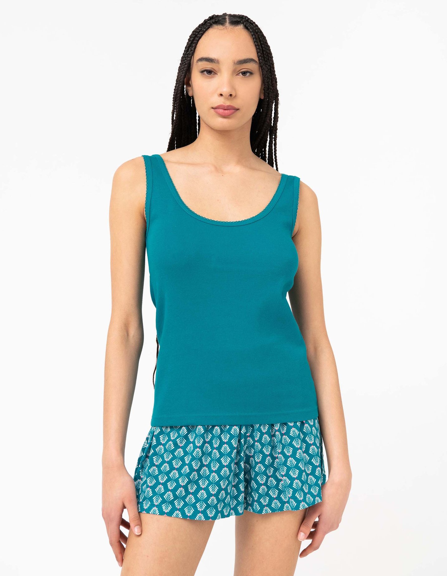 Débardeur lingerie en maille ctelée femme bleu | GEMO