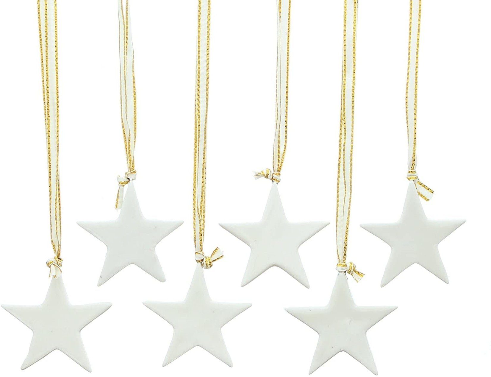 Dekoleidenschaft Dekohänger 12 Sterne aus Porzellan, weiß, Weihnachtsbaumschmuck (12 St)
