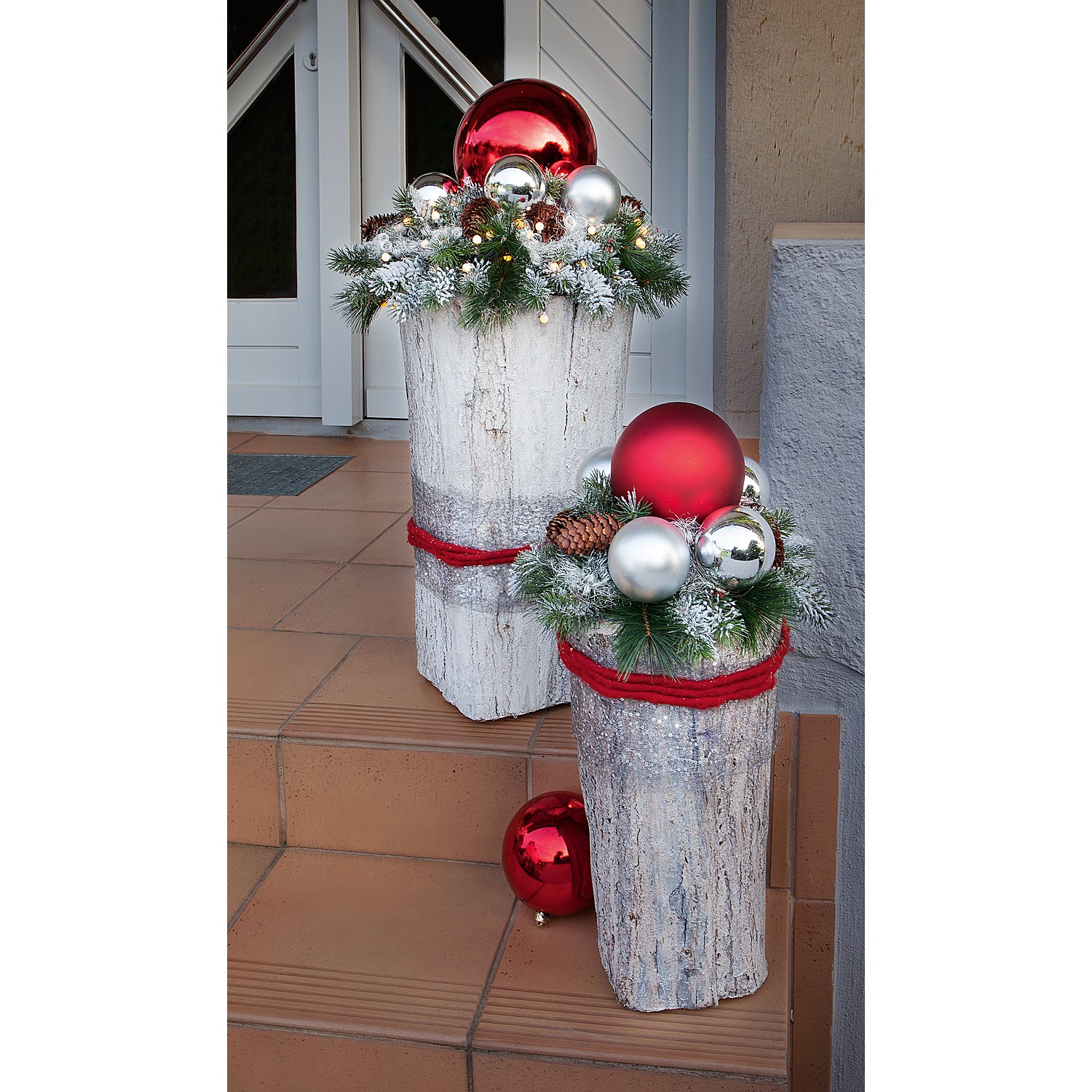 Weihnachtskugel aus Kunststoff, silber, 20 cm Ø