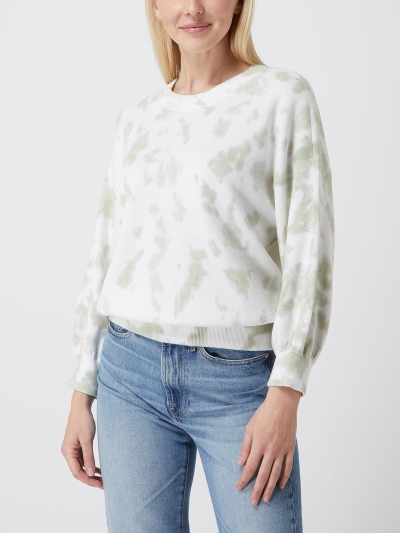 Sweatshirt im Batik-Look in khaki