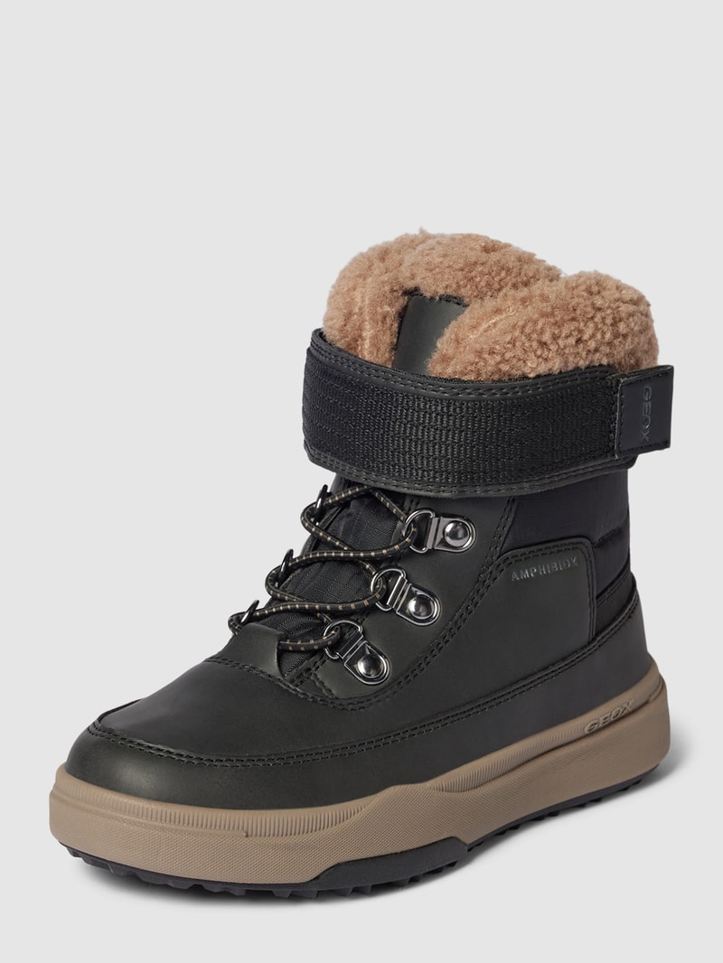 High Top Sneaker mit Teddyfell-Besatz in schwarz
