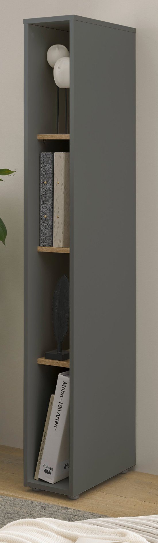 Furn.Design Aktenregal Center, Regalschrank in grau mit Wotan Eiche, 4 Fächer