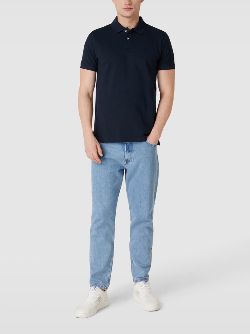 Poloshirt mit Logo-Stitching in dunkelblau