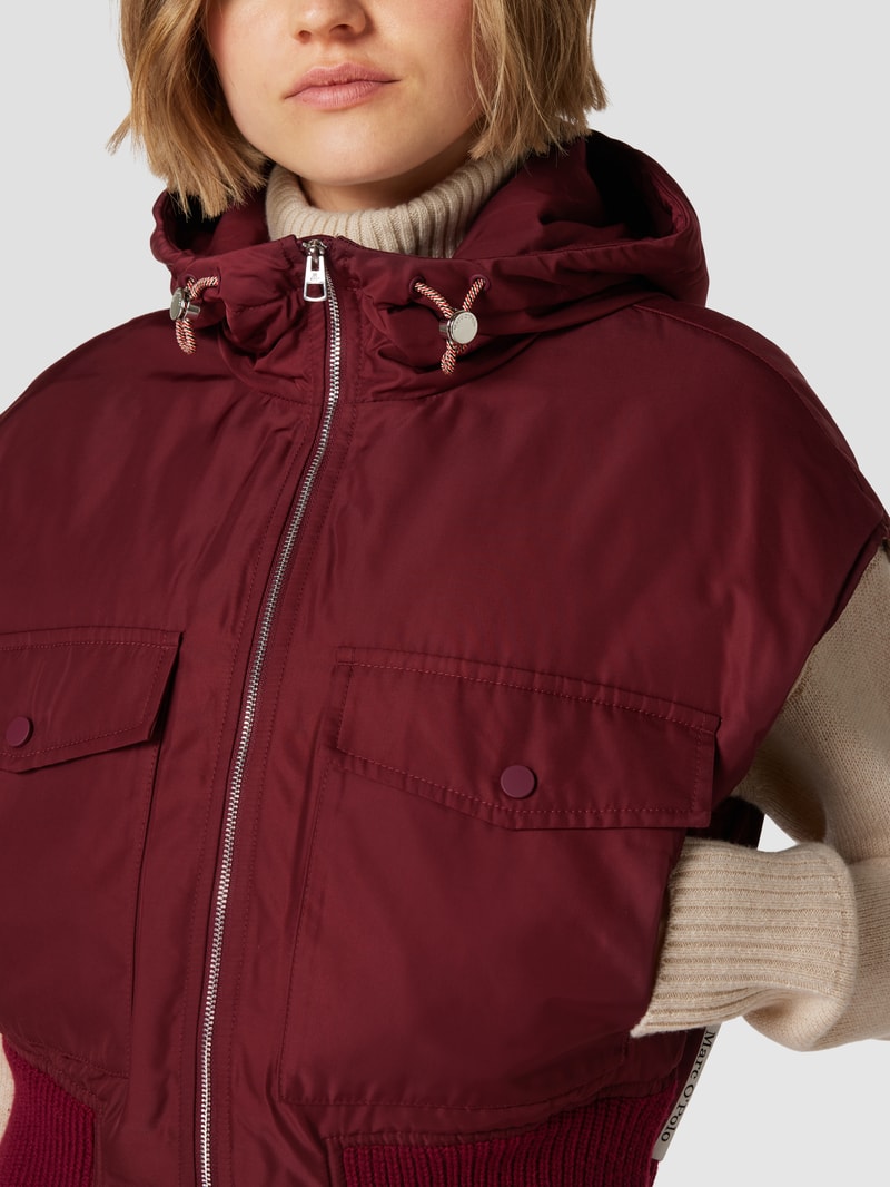 Oversized Weste mit Kapuze in bordeaux rot