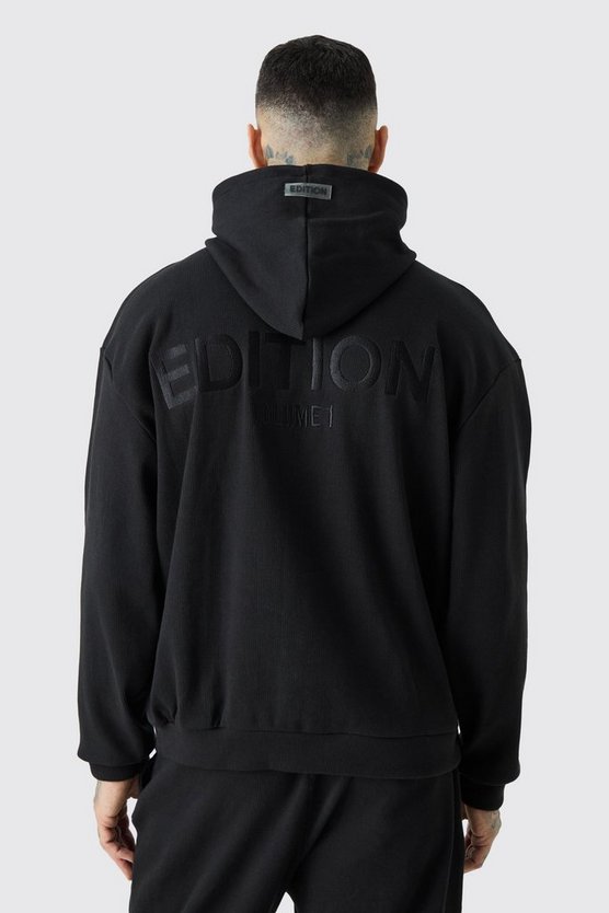 Tall gerippter Oversize Hoodie mit Edition Print