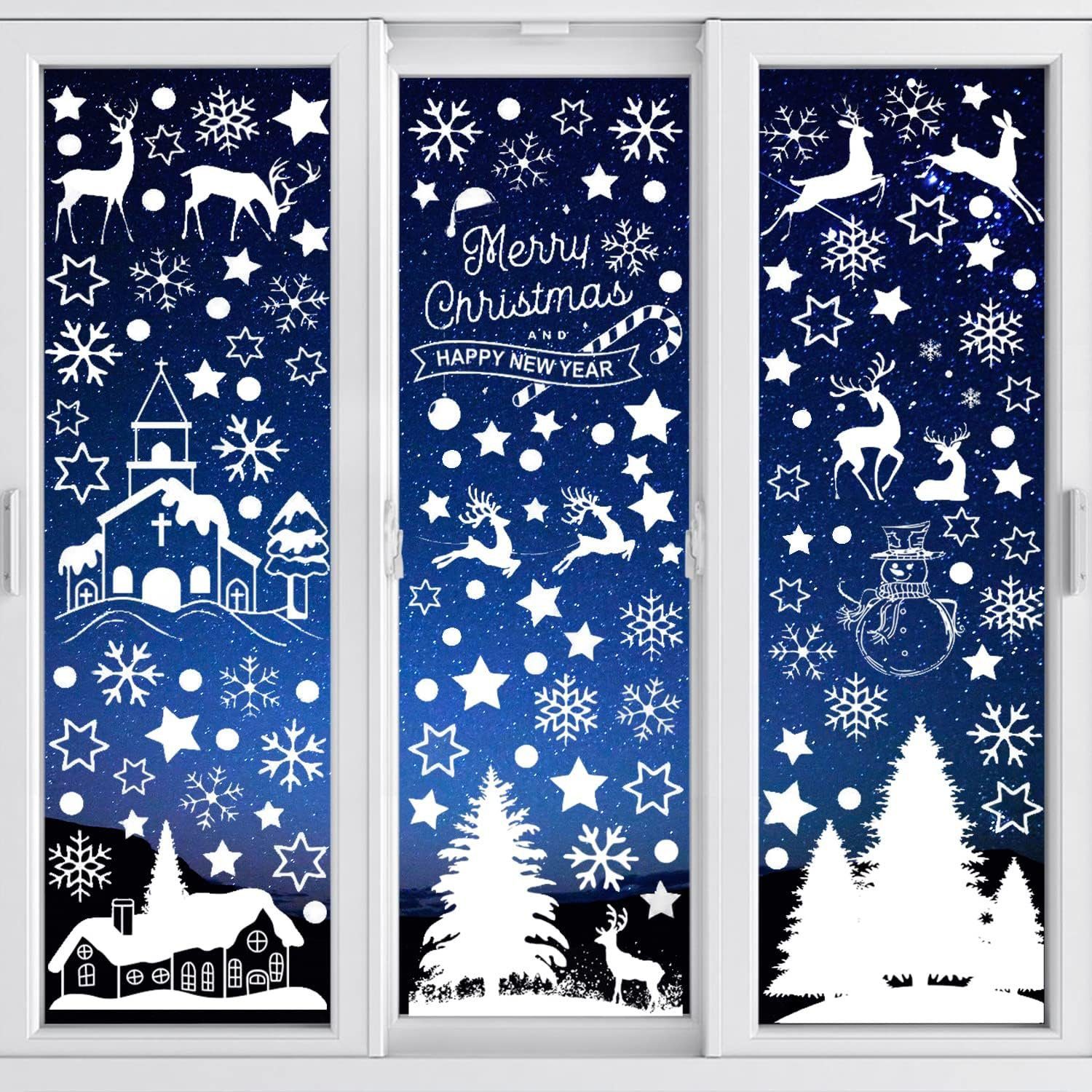 Fenstersticker Weihnachtsdekoration Fenster 2er-Pack selbstklebend, aikidio