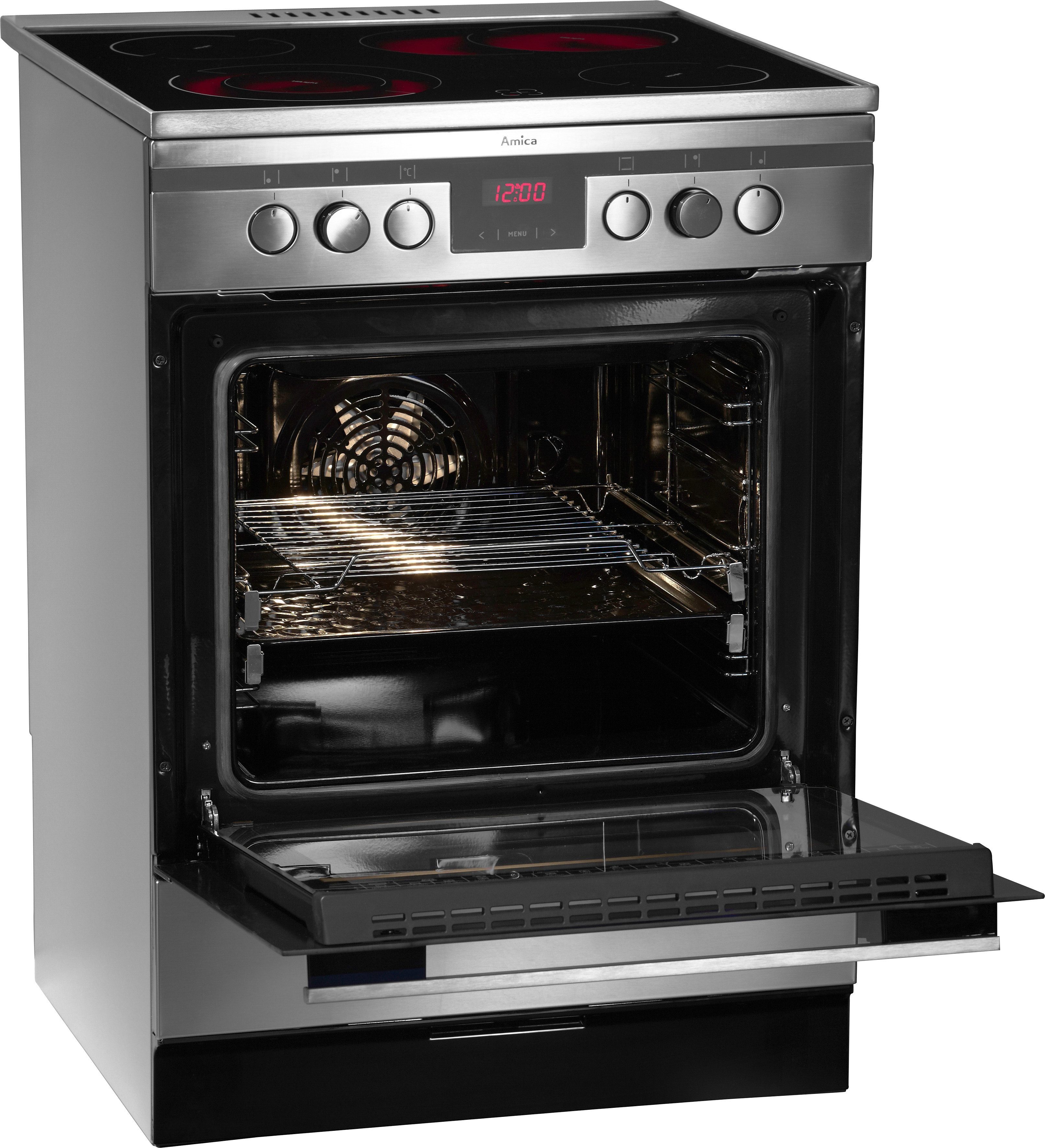 Amica Elektro-Standherd SHC 11675 E, mit 2-fach-Teleskopauszug, Simple Steam Reinigungsfunktion, SteamClean