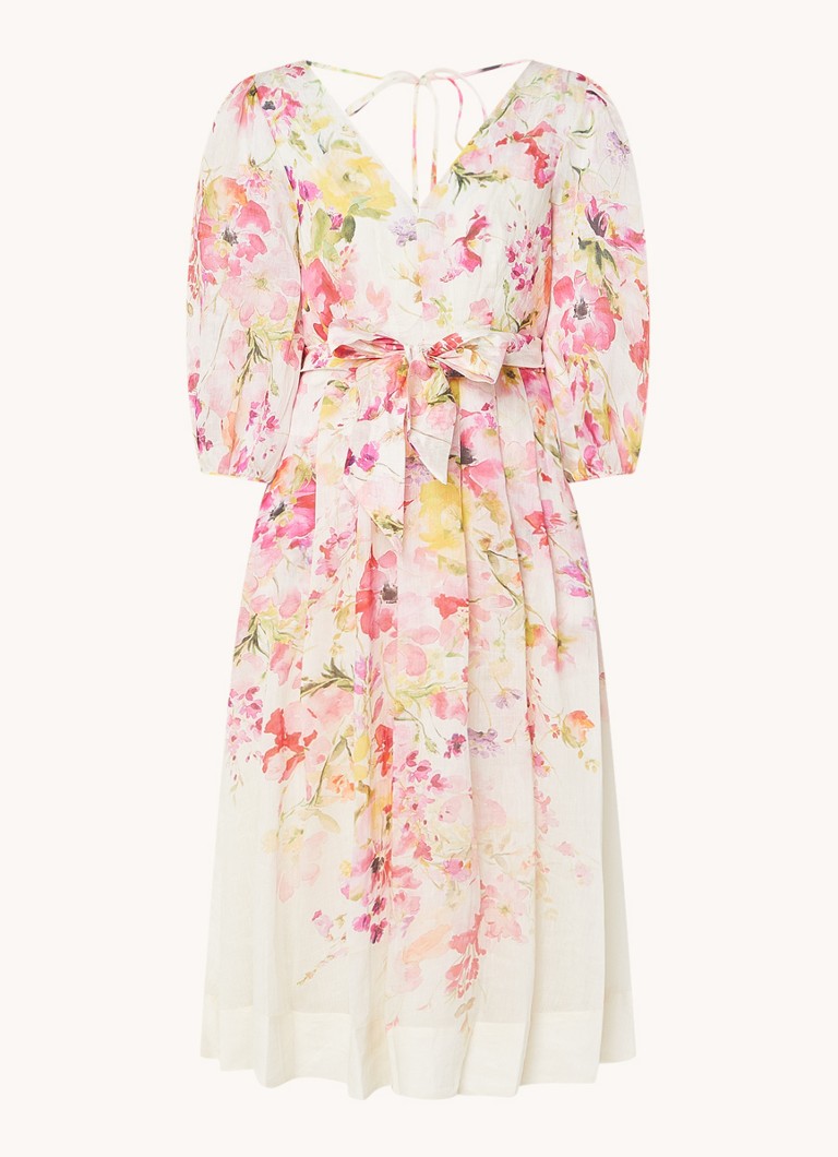 Vestido midi Clancy de Phase Eight, con estampado floral y mangas abullonadas.