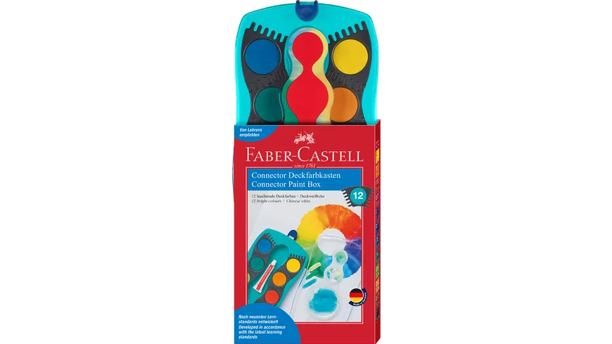 FABER-CASTELL Farbkasten Connector 12 Farben türkis