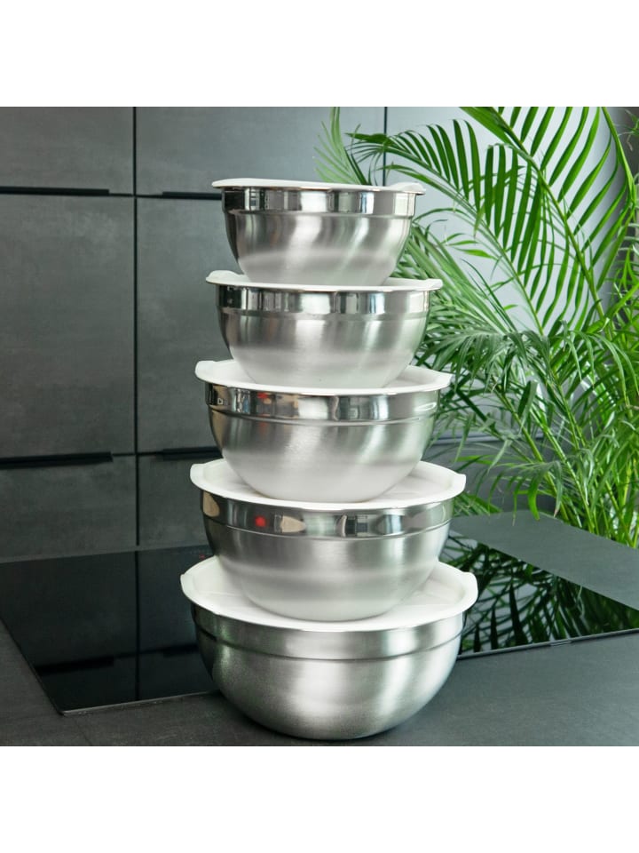 Intirilife 5-teiliges Salatschüssel Rührschüssel Set in Silber günstig kaufen onesize