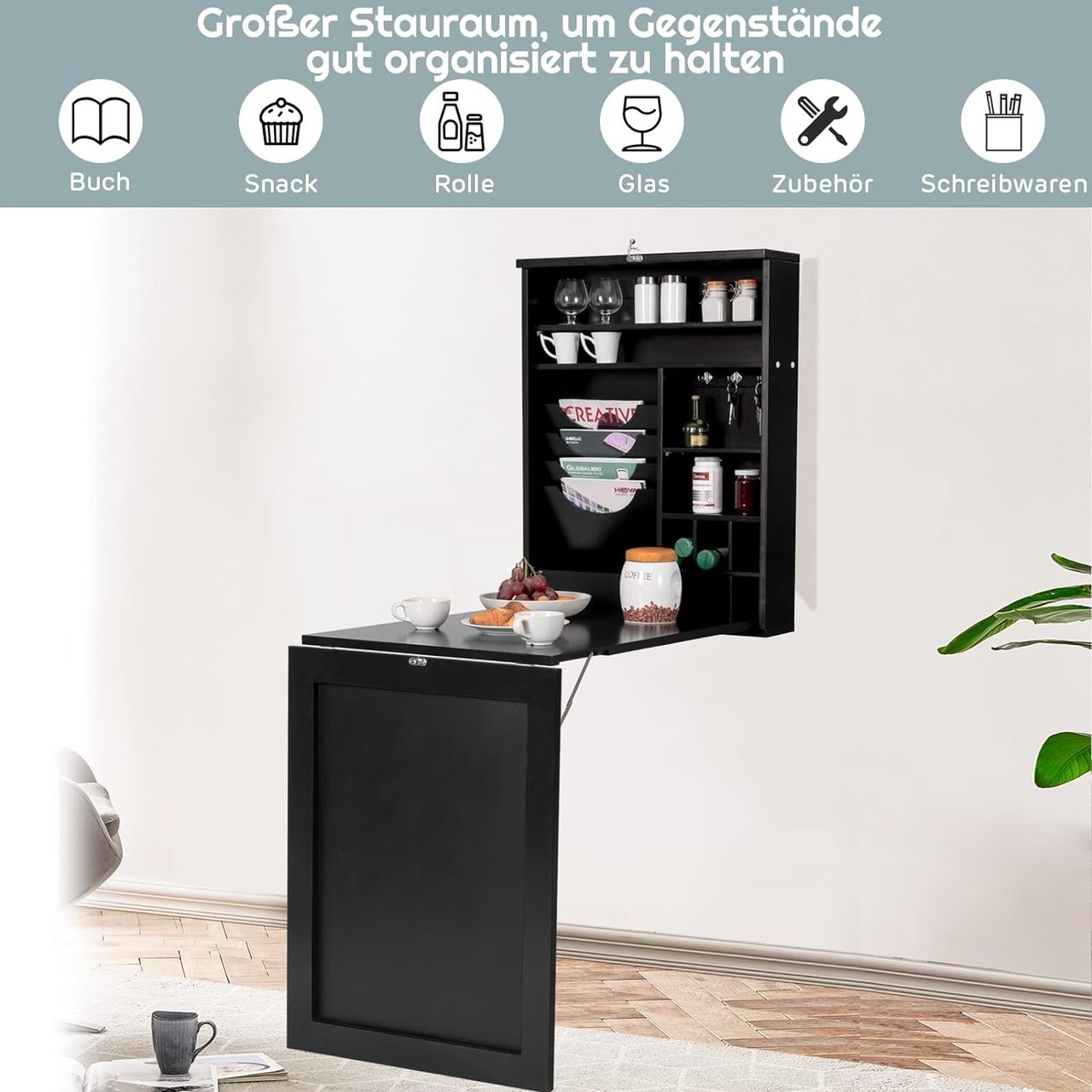 Costway Wandtisch klappbar, Wandklapptisch mit Tafel
