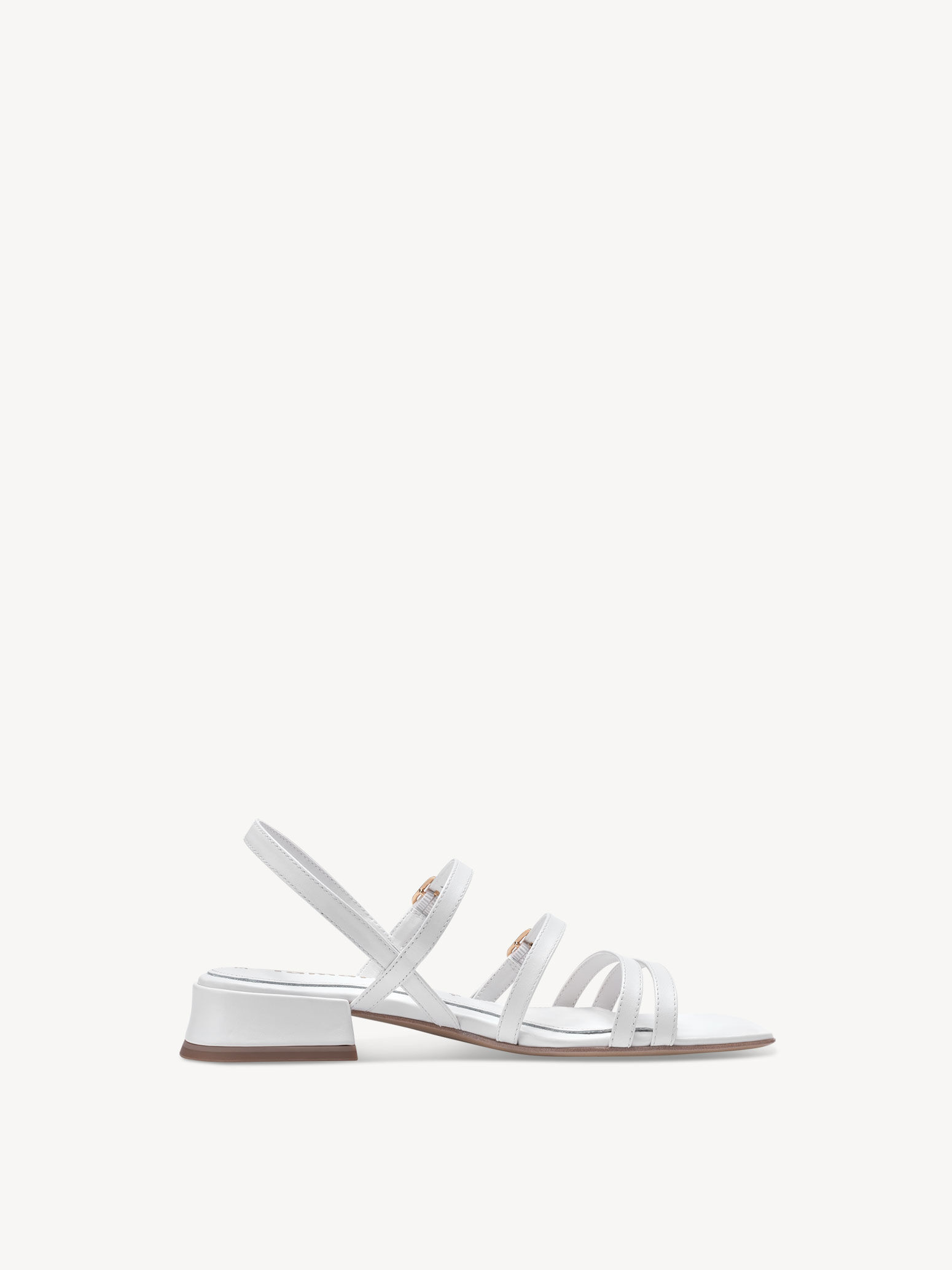 Sandale à talon en cuir - blanc