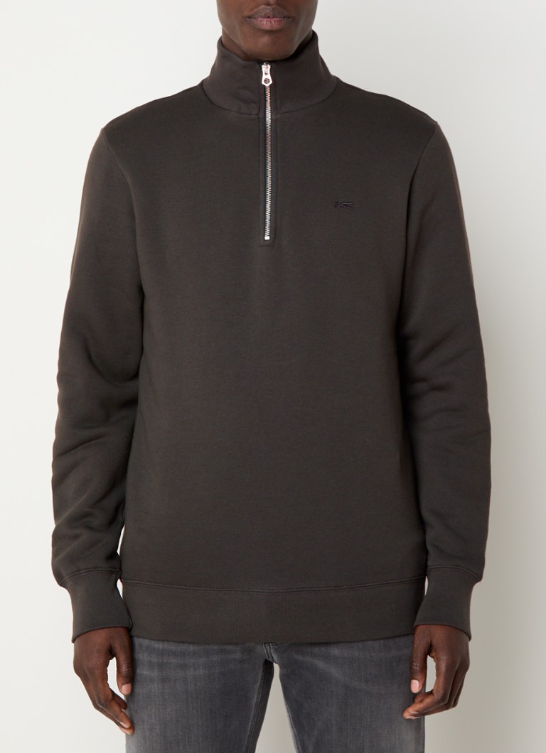 Denham Scissor sweater with half zip and logo