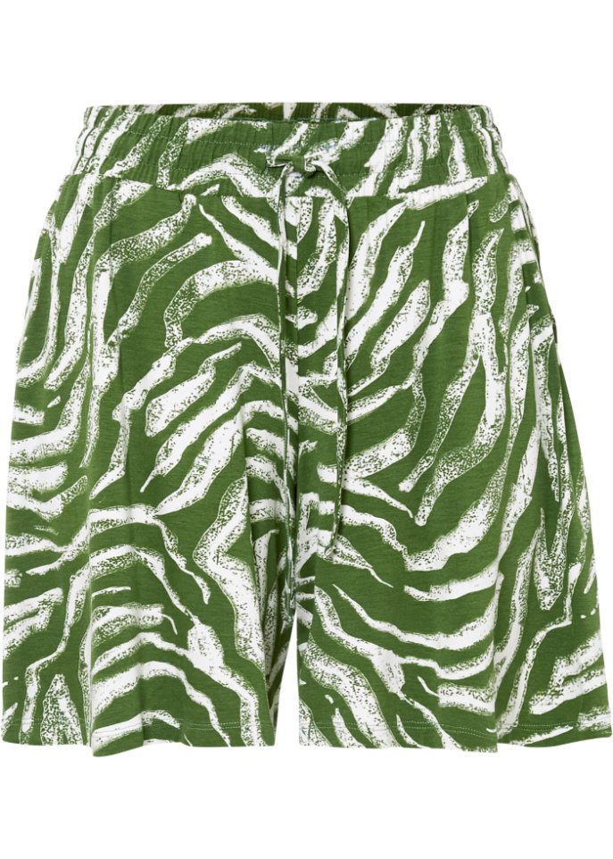 Weite Viskose-Jerseyshorts mit High-Waist-Bequembund