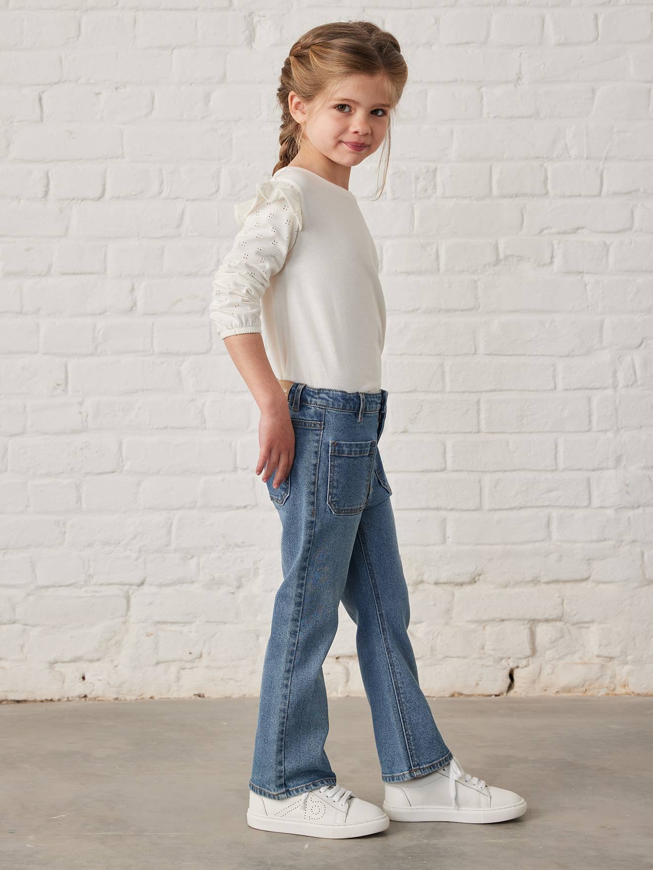 Jean flare 7/8ème fille bleu jean