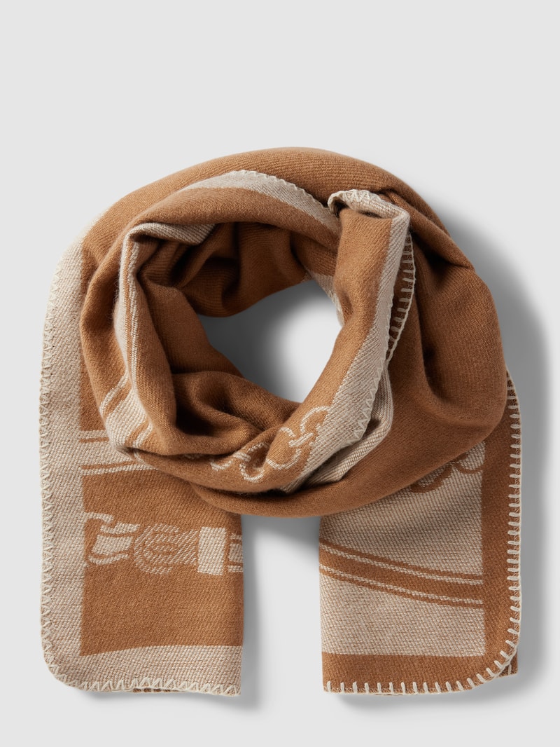 Schal mit Allover-Muster Modell 'BLANKET' in camel