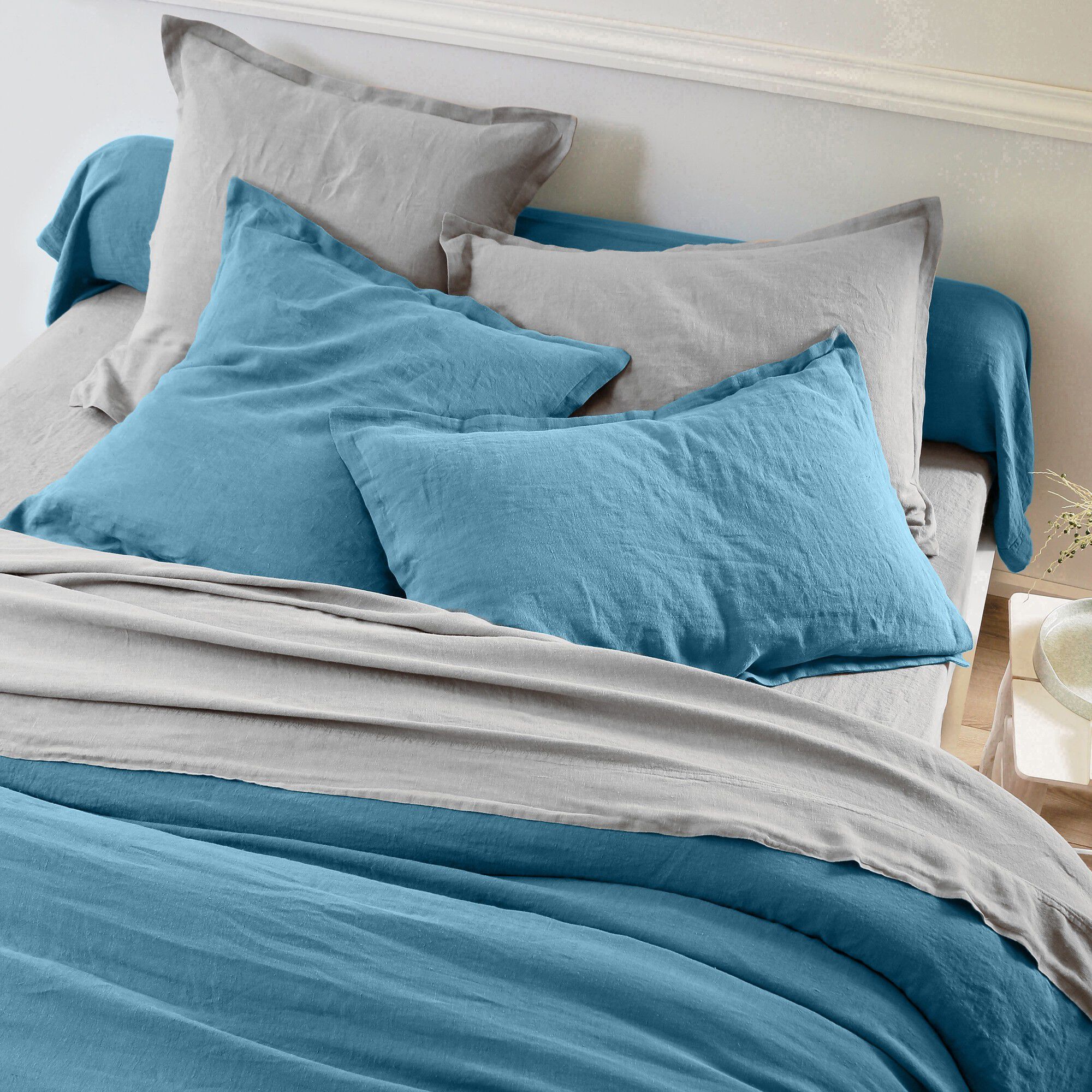 Linge de lit uni lin lavé
