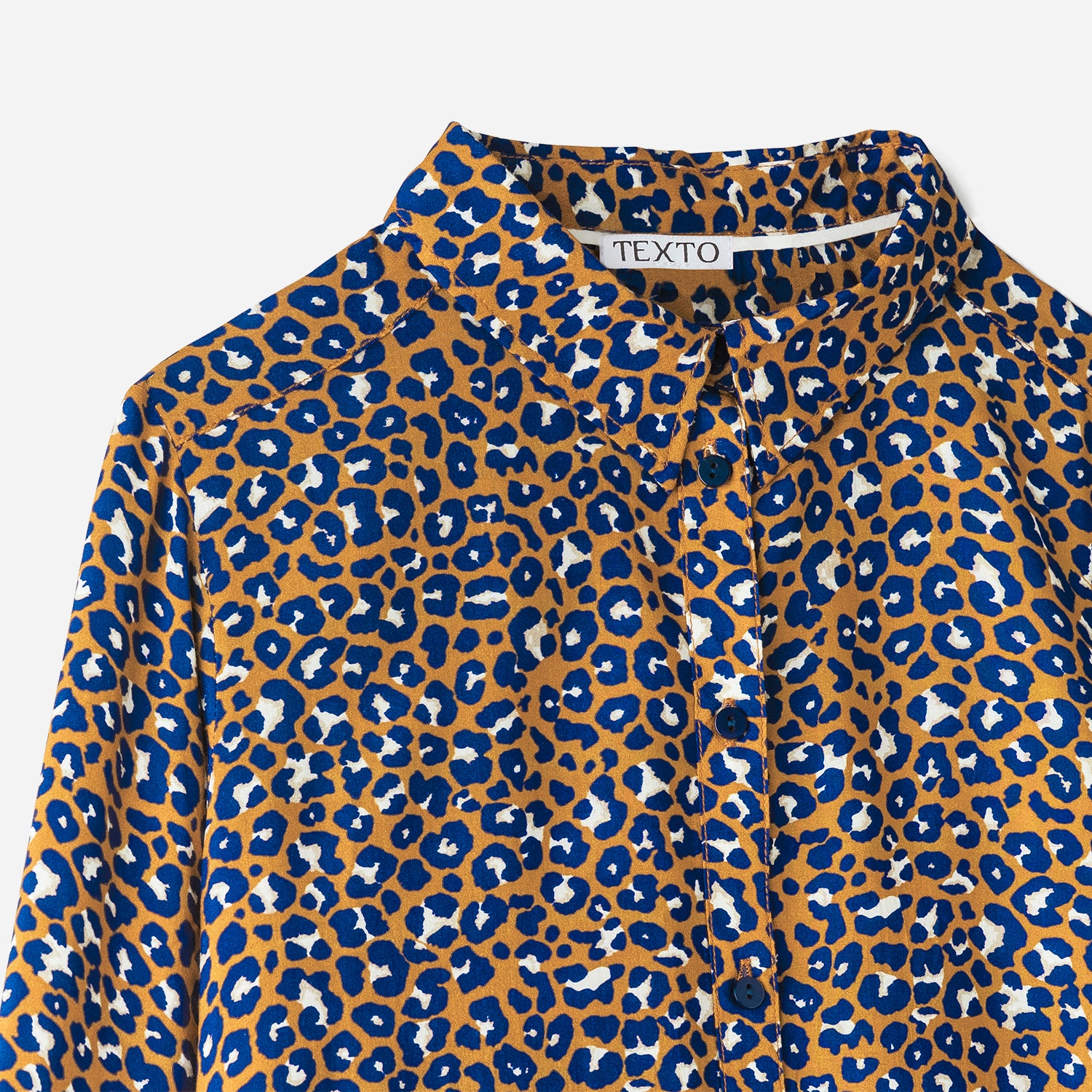 Chemise TEXTO camel à motif léopard bleu