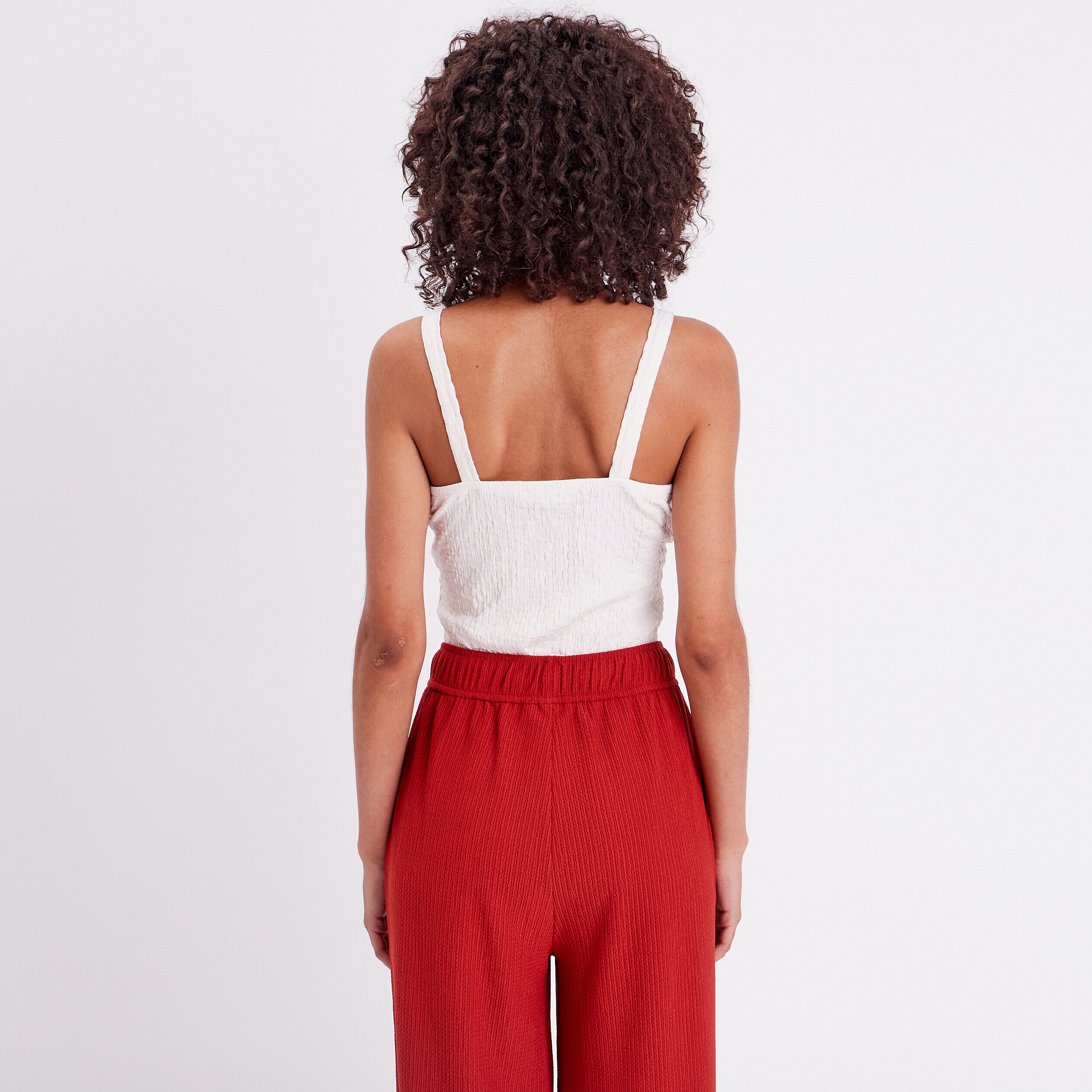 Débardeur bustier gauffré ecru femme | Cache Cache