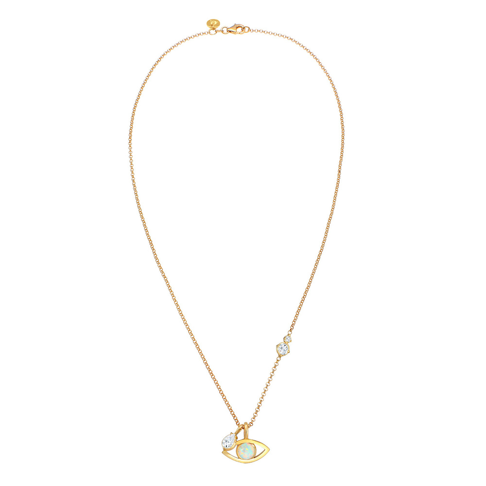 Elli PREMIUM Elli PREMIUM Collier Evil Eye Synth. Opal Topas Tropfen 925 Silber collier