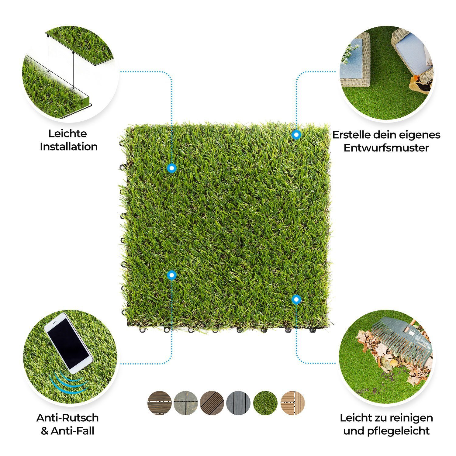 Floordirekt Klickfliese 30 x 30 cm, Terrassenfliese mit Drainagefunktion, WPC-Fliese, 1 St.