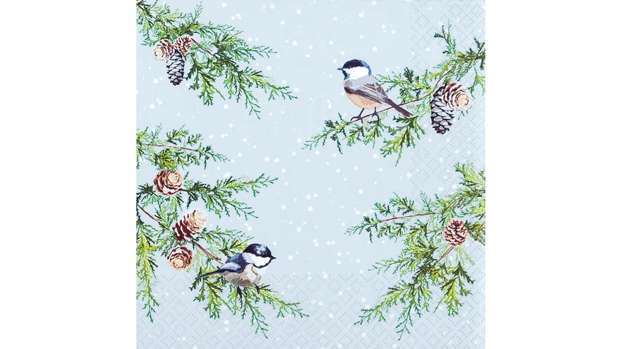Home-Fashion Serviette Birds on Branch 33x33cm blaugrau