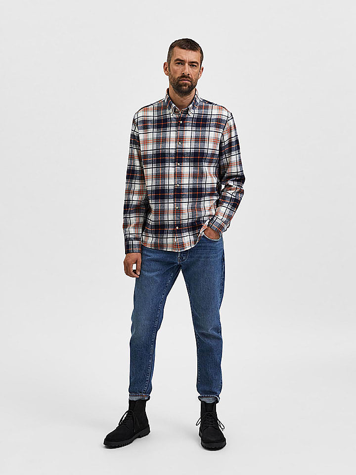 SELECTED HOMME Hemd - Relaxed fit - in Schwarz/ Orange/ Bunt günstig kaufen S
