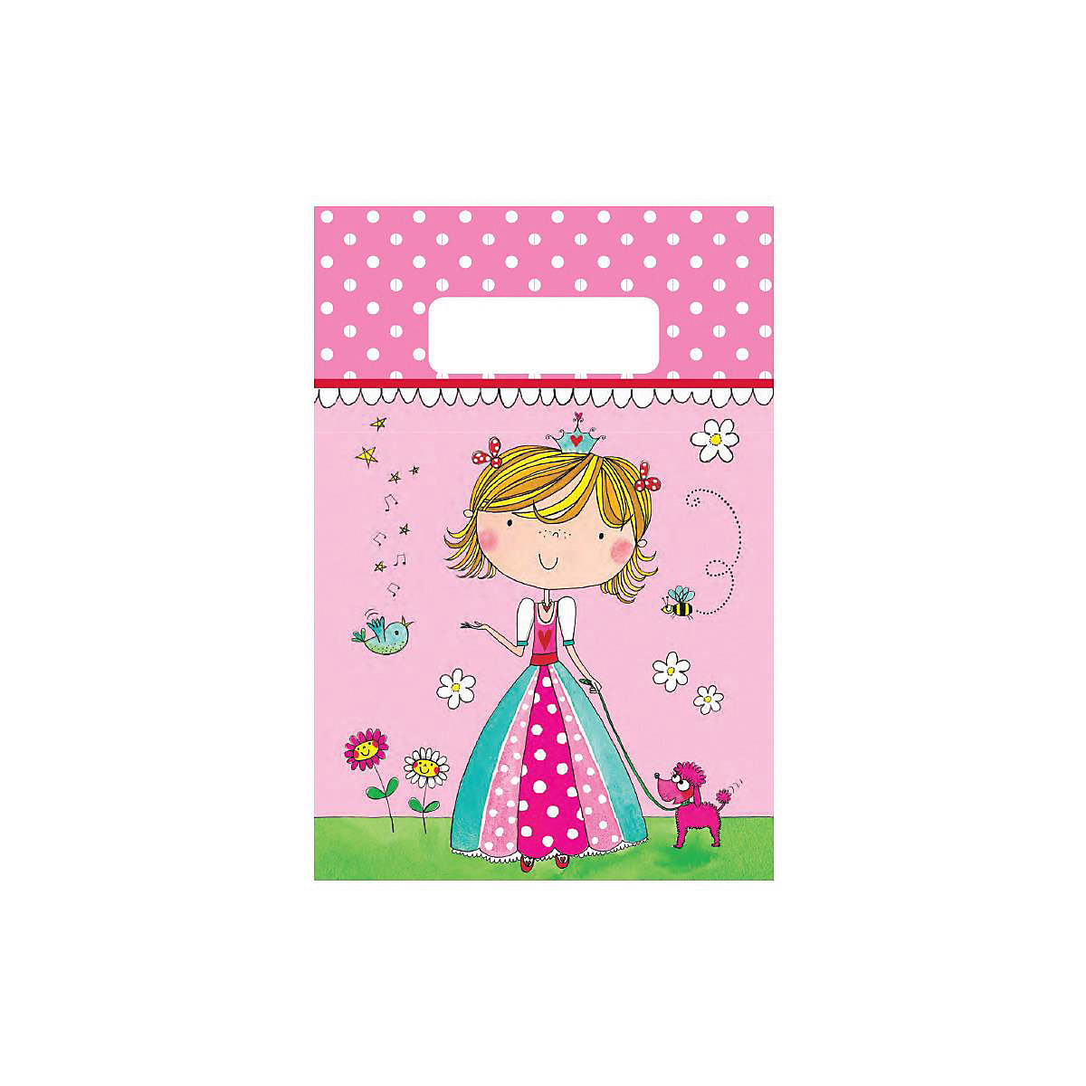 Geschenktüte Mitgebseltüte Kleine Prinzessin, Kunststoff, 22 x 16 cm, 8 Stück