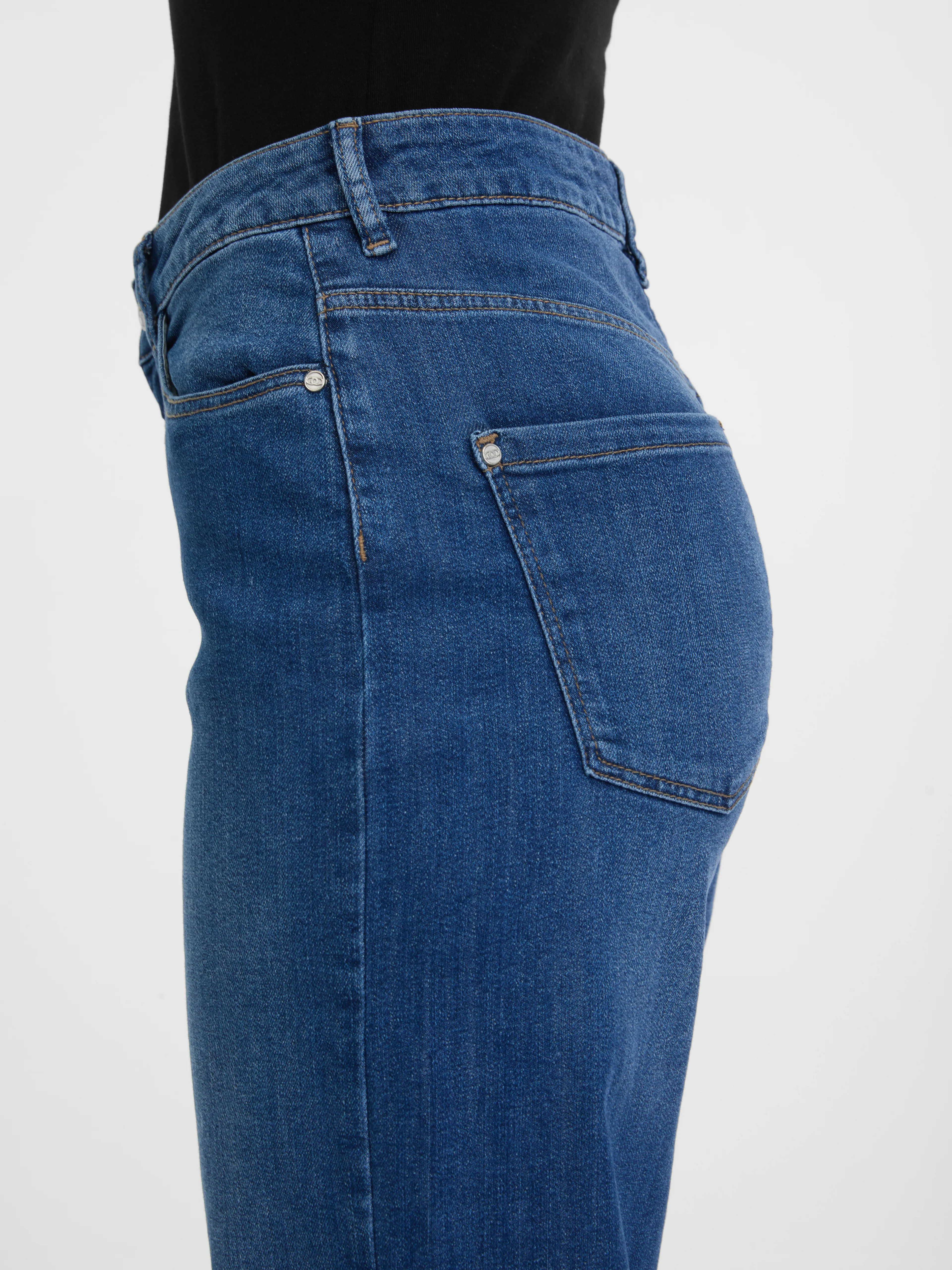 Dunkelblaue Damenjeans mit weitem Bein ORSAY