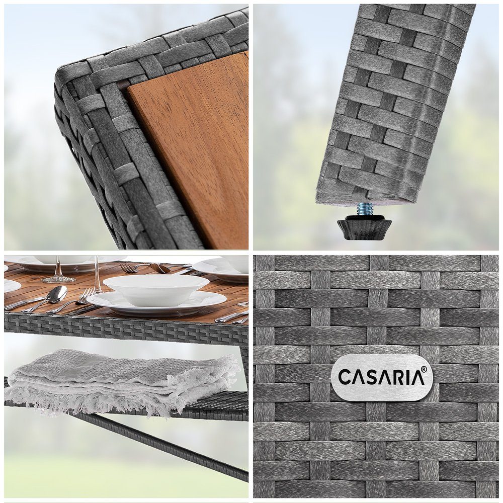 Casaria Gartentisch (1-St), Polyrattan mit Ablage FSC®- zertifiziertes Akazienholz 190x90x74cm