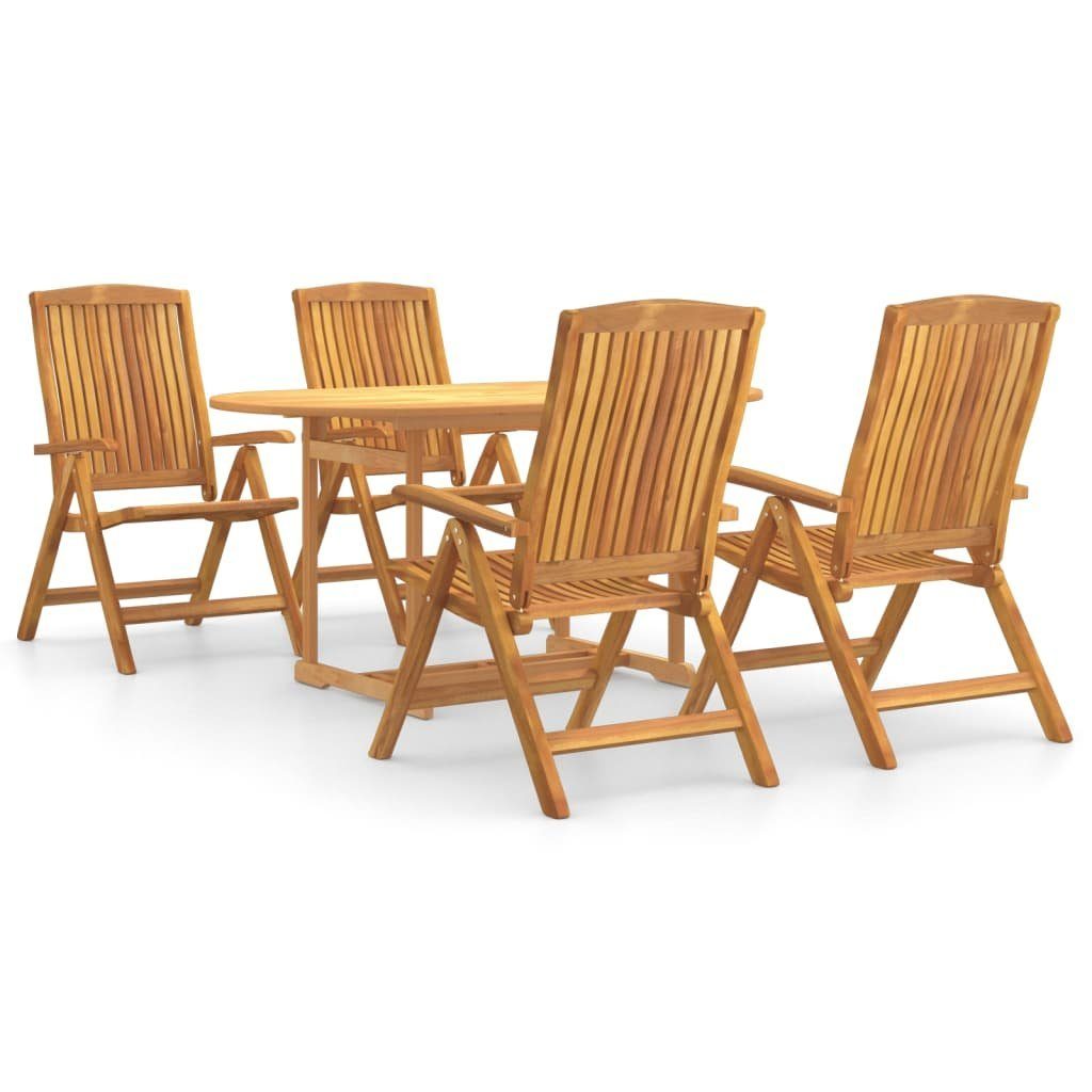 vidaXL Garten-Essgruppe 5-tlg. Garten-Essgruppe Massivholz Teak, (5-tlg)