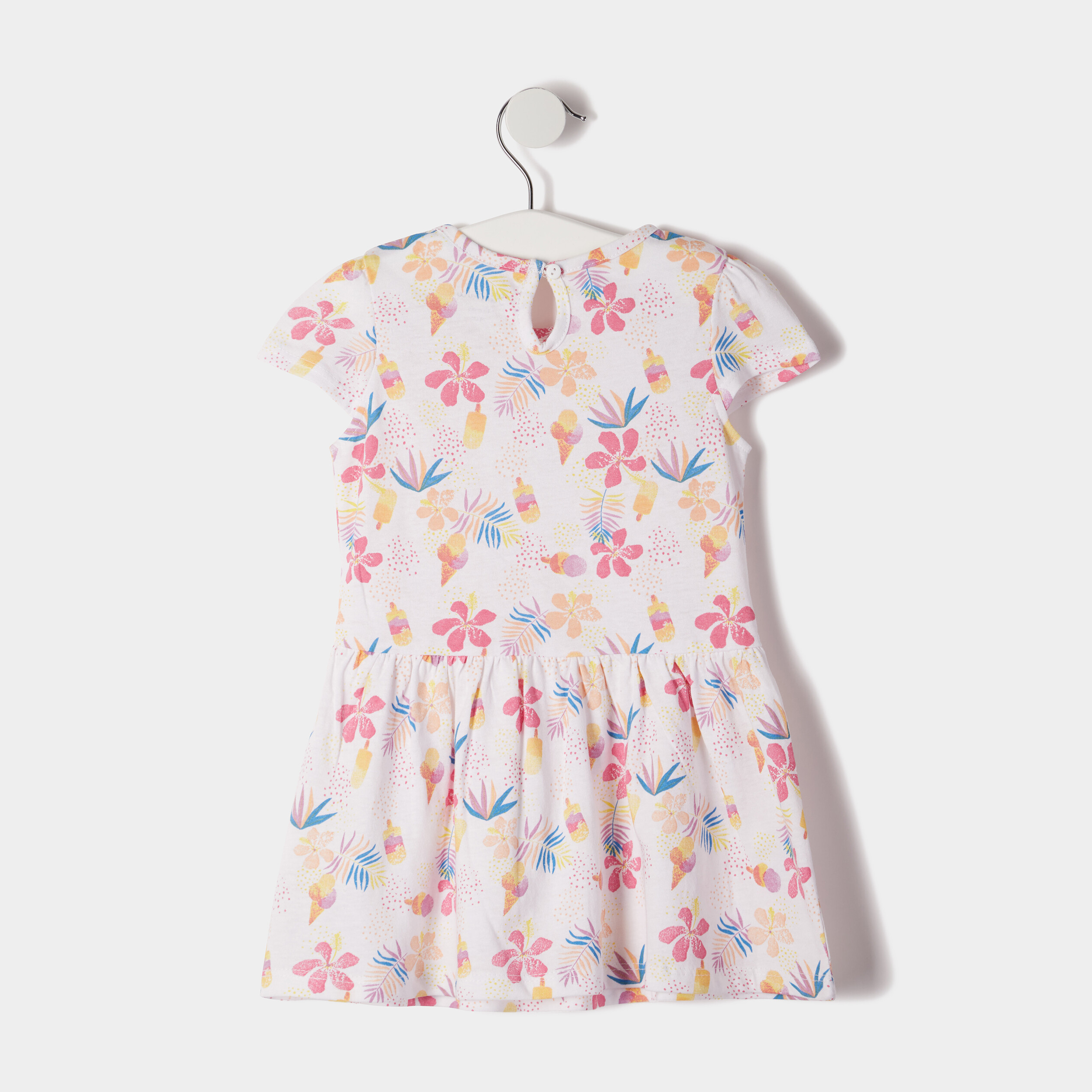 Robe évasée à manches courtes blanc bébé fille | La Halle