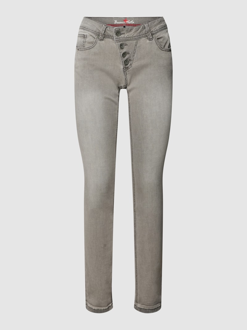 Jeans mit Label-Detail Modell 'Malibu' in hellgrau