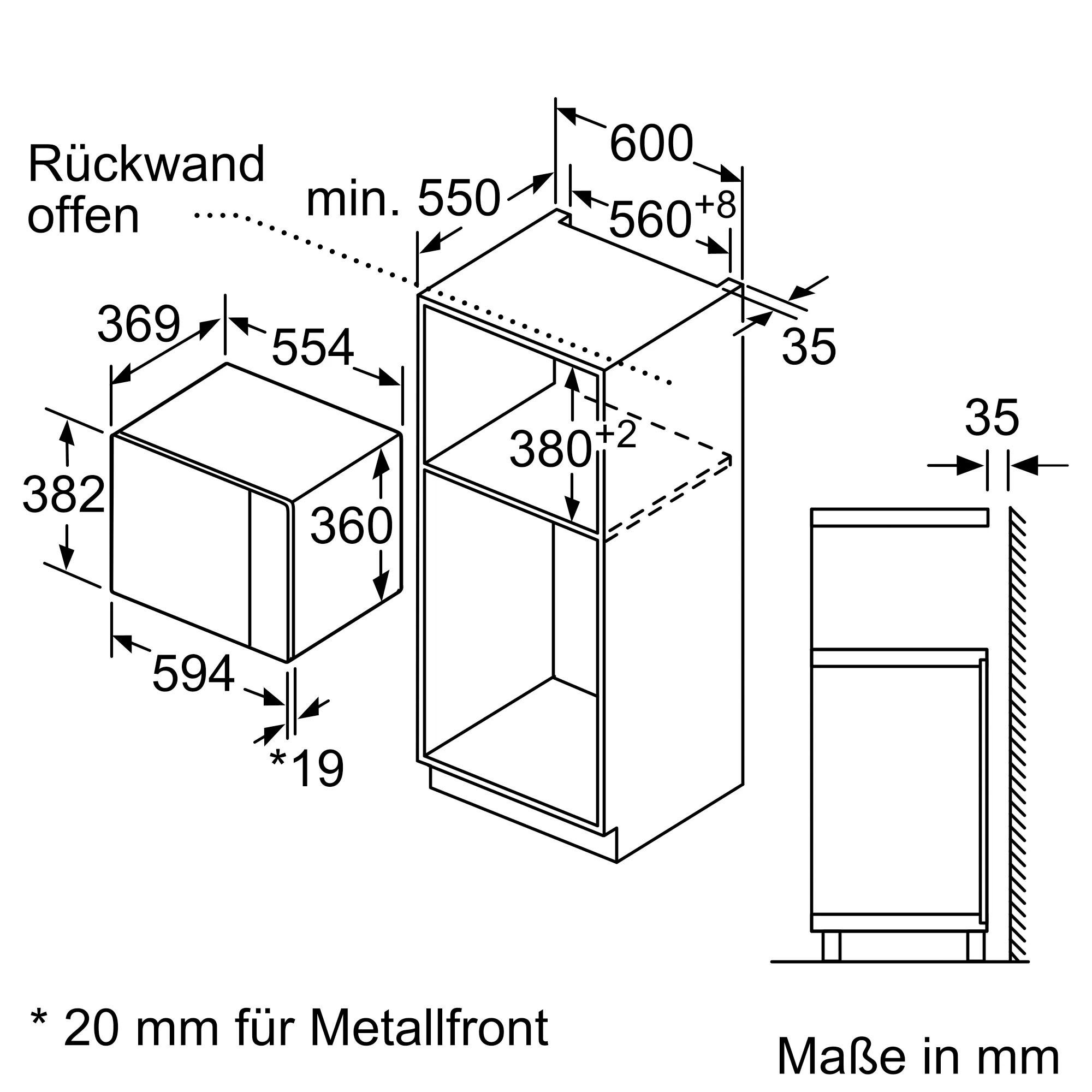 Constructa Einbau-Mikrowelle CC4P91562, Mikrowelle, 25 l
