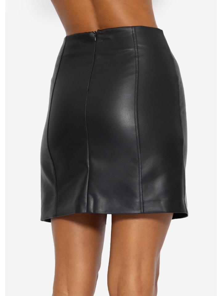 SASSYCLASSY Rock aus Kunstleder in schwarz günstig kaufen