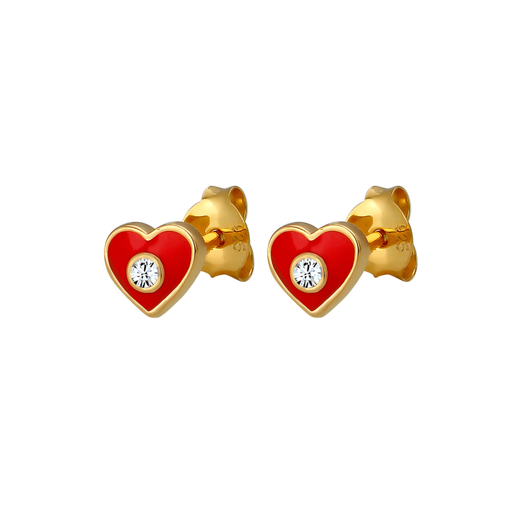 Elli Elli Boucles d'Oreilles Kind Herz Kristalle 925 Sterling Silber Boucles d'oreilles