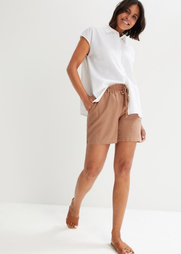Leinen-Paperbag-Shorts