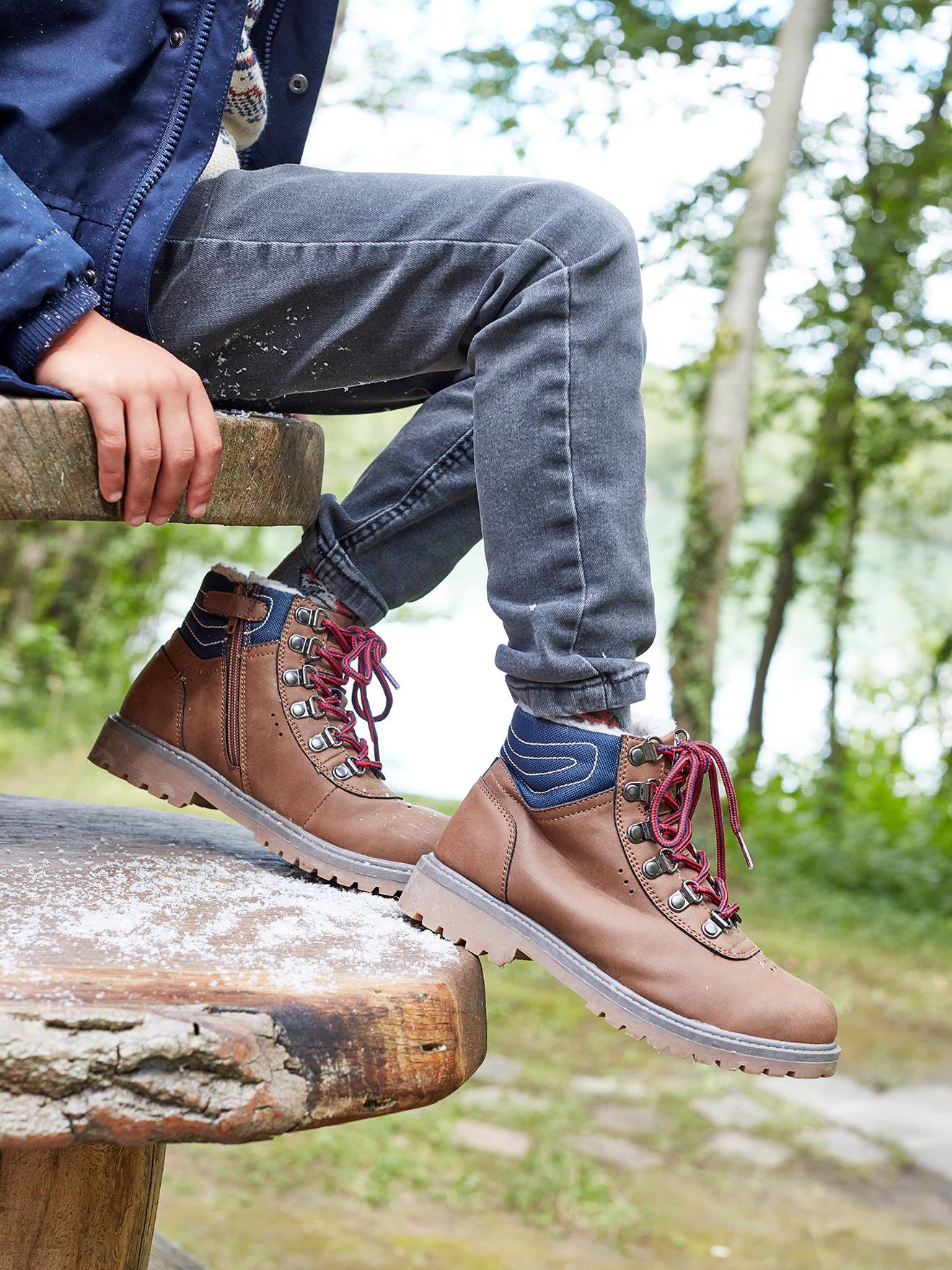 Vertbaudet Jungen Boots mit Schnürung und Reißverschluss - karamell