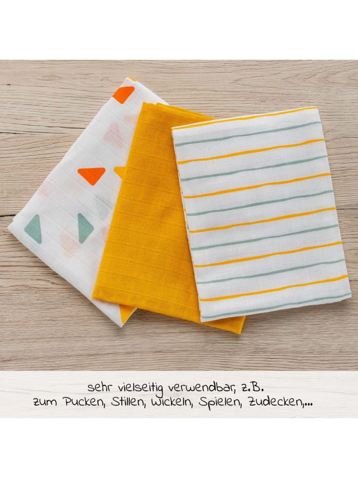 LaLoona Mullwindeln / Mulltücher / Spucktücher OEKO-TEX® 3er in gelb,weiss günstig kaufen onesize