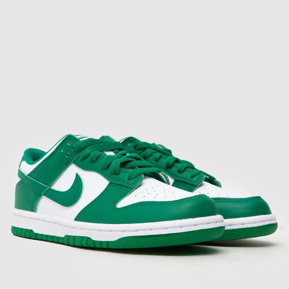 Nike vita & gröna Dunk Low Pojkar Ungdomsskor