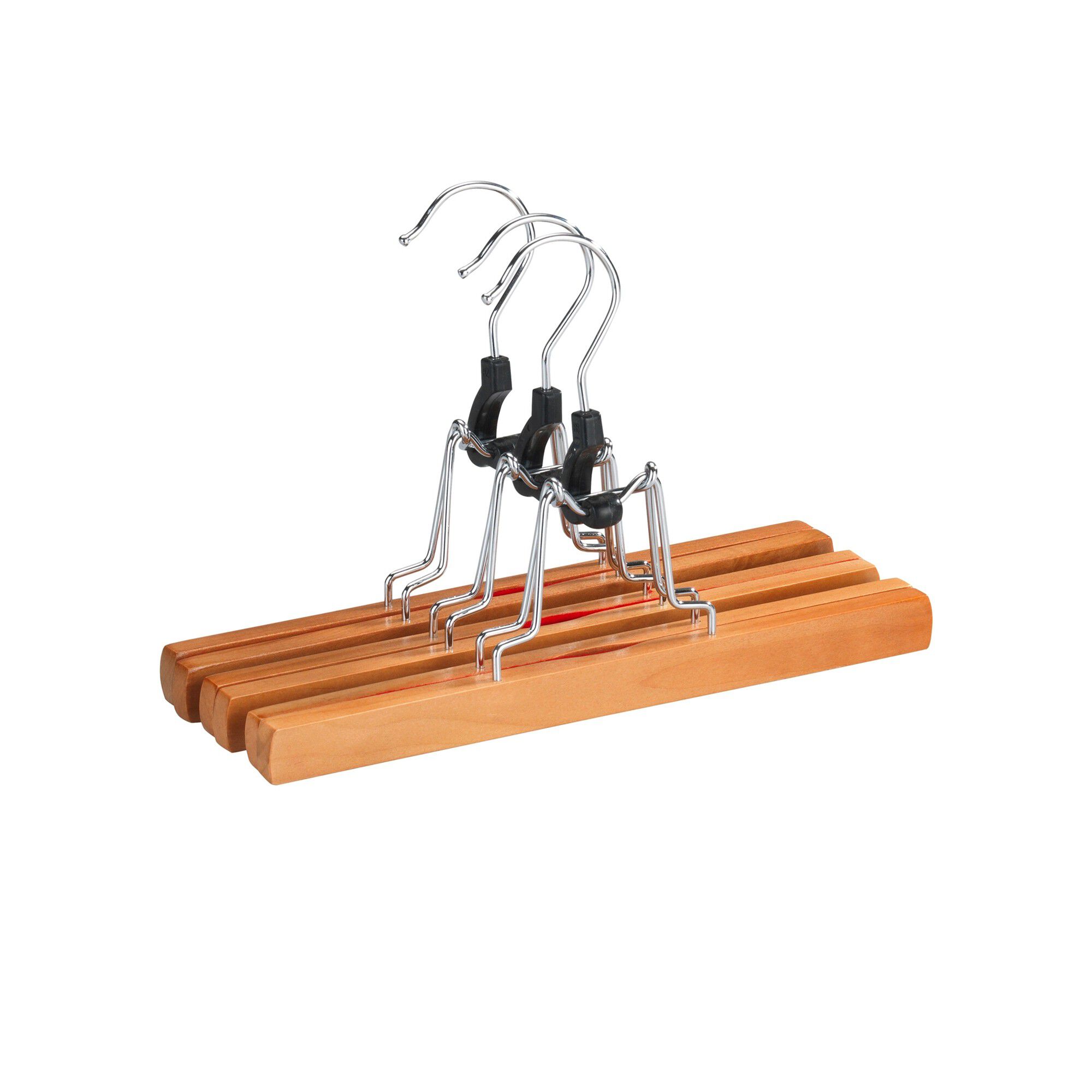 Lot de 3 cintres pour pantalons en bois naturel