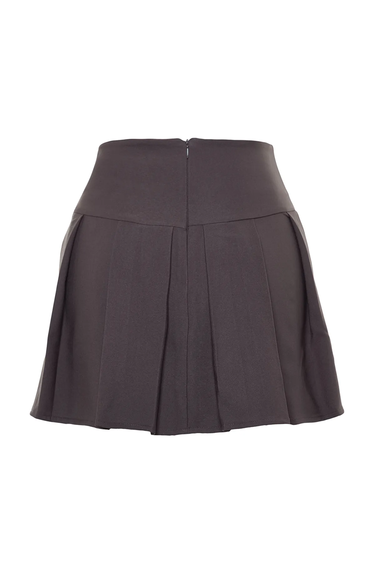 Trendyol Collection  Anthrazitfarbener, hochwertiger, plissierter Mini-Webrock in Premium-Qualität TWOAW24ET00309