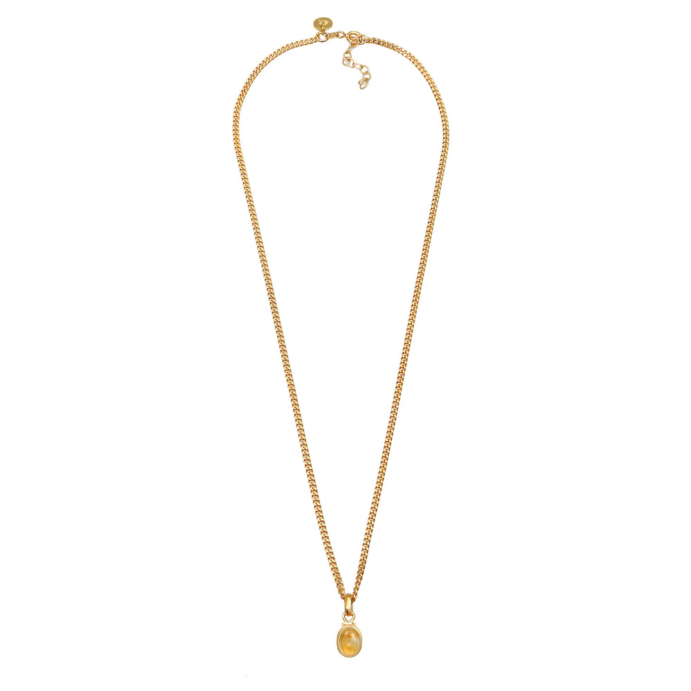 Elli PREMIUM Elli PREMIUM Collier Pendentif pour dames en pierre cabochon ovale classique avec collier